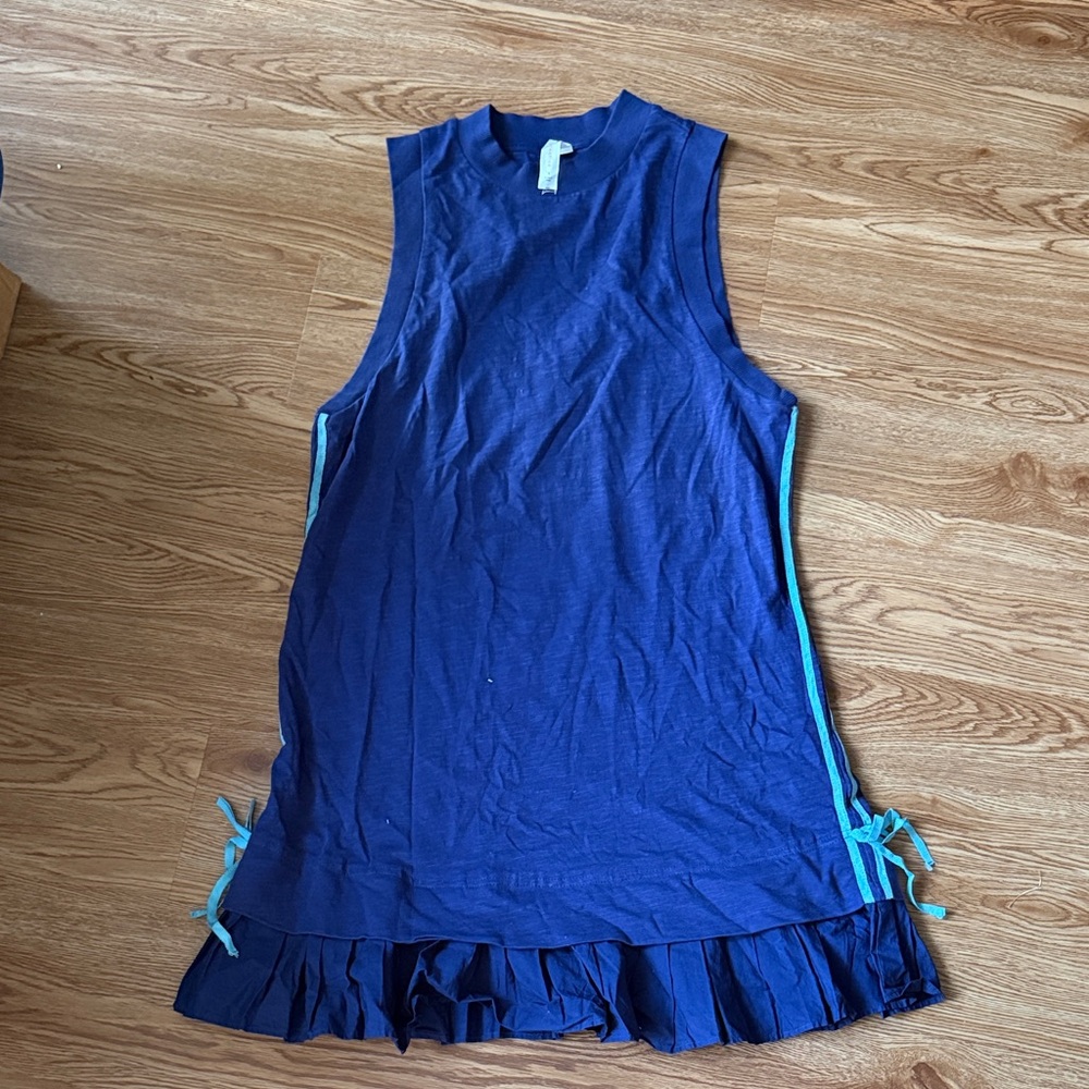 Sleeveless Navy Mini Dress with Side Ribbon Detail